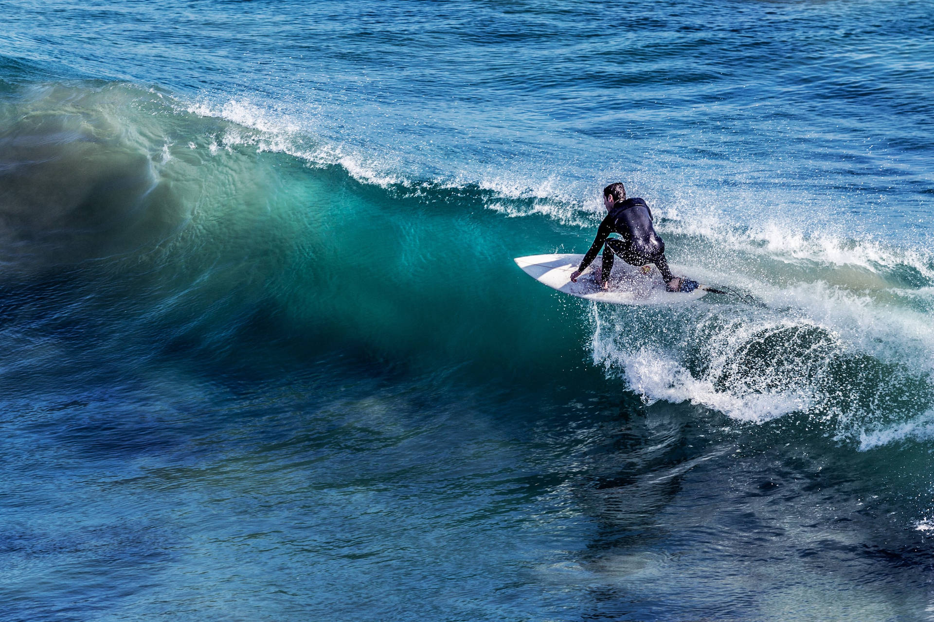 Sport Surfer Riding Wave Background