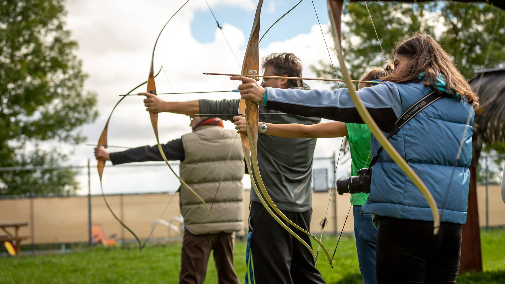 Sport Three Competing Archers Background