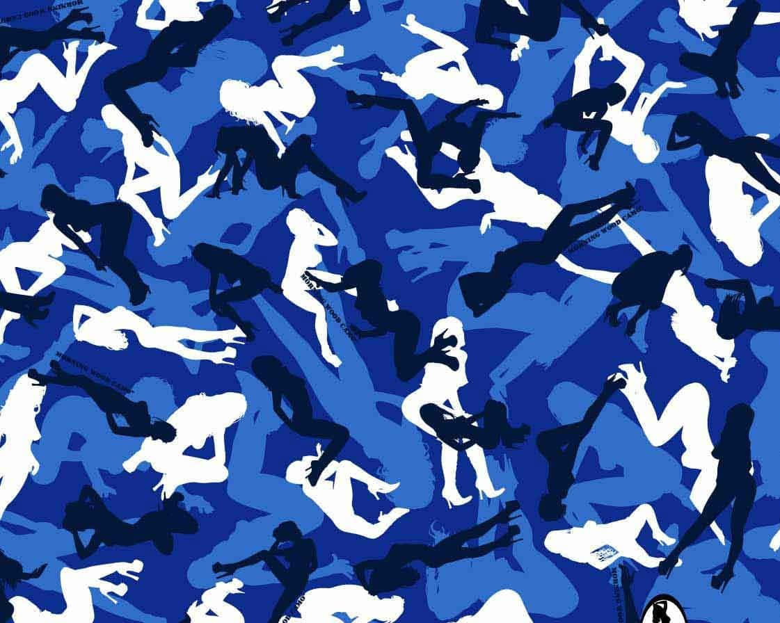 Sporting A Cool Blue Bape Camo Look Background
