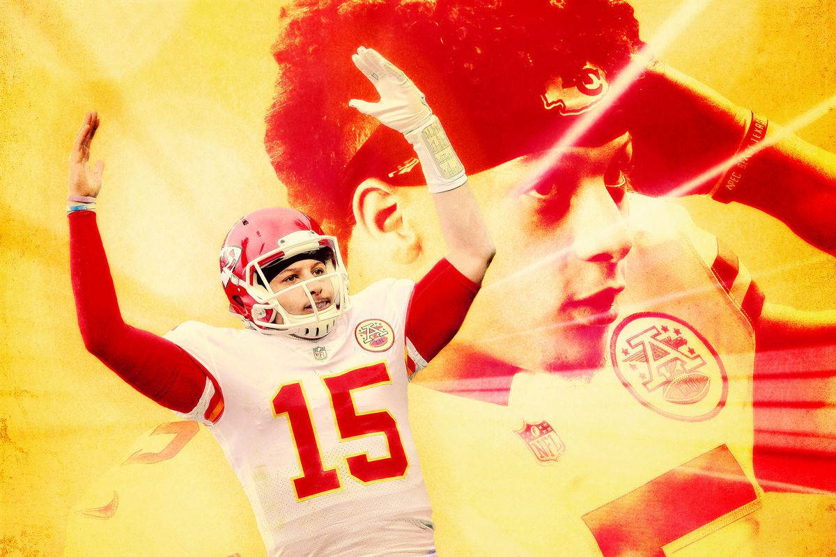 Sporting His Signature Yellow Jersey, Kansas City Chiefs Quarterback Patrick Mahomes Scores A Touchdown Background