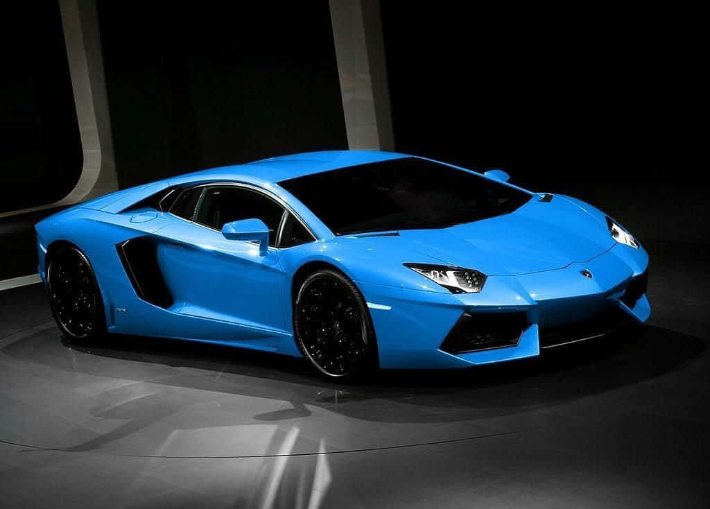 Sports Blue Lamborghini Aventador Car Background