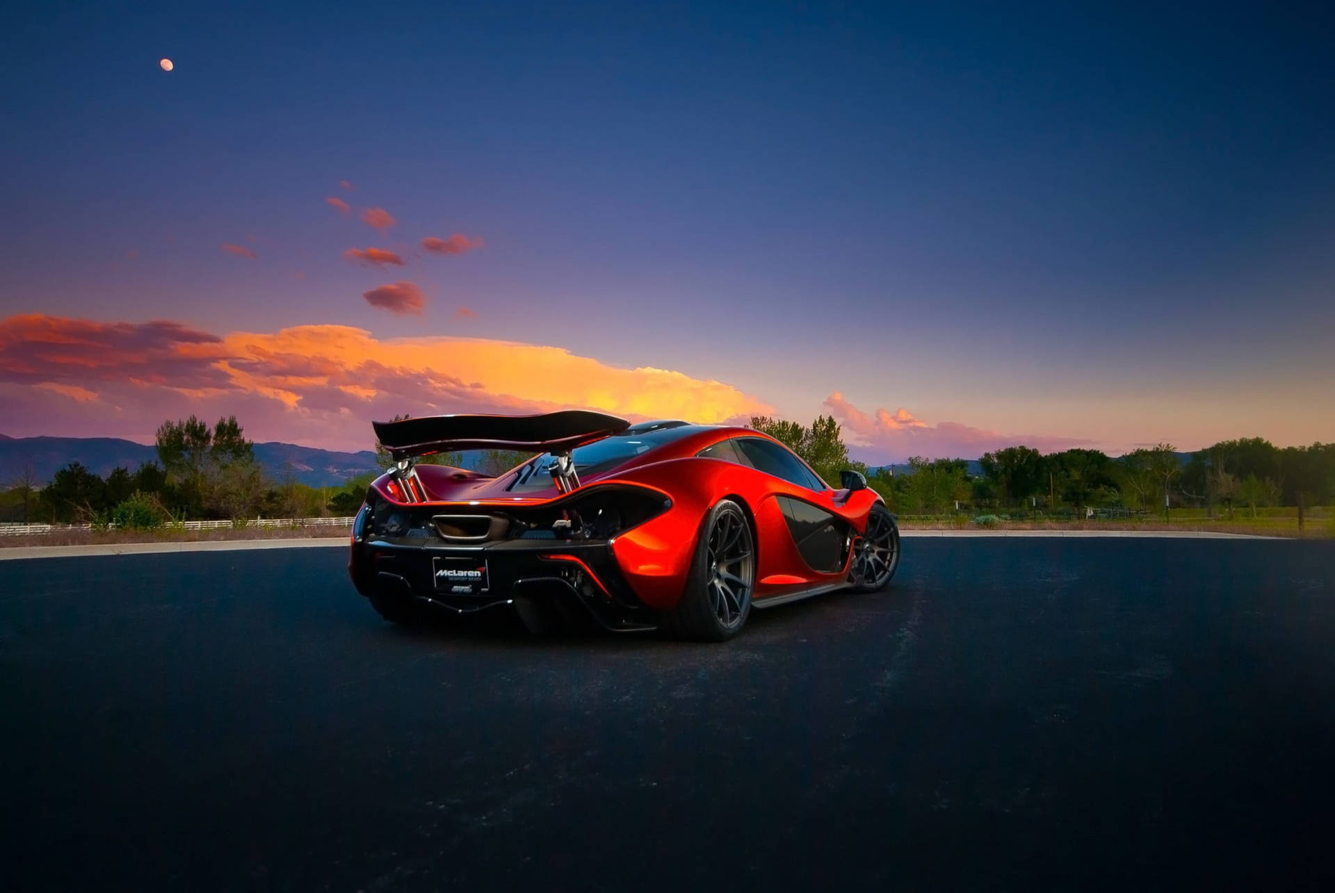 Sports Car Mclaren P1 Rear Background