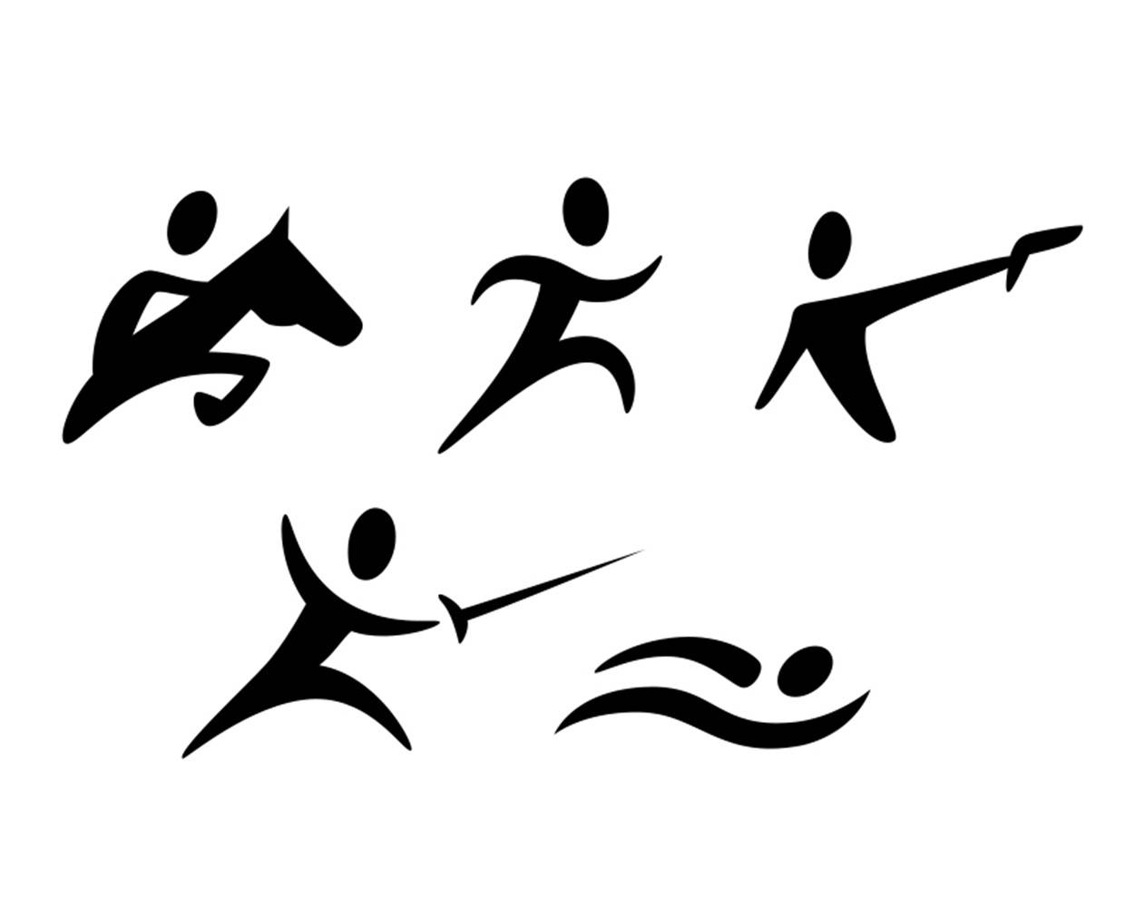 Sports Icons Silhouette Modern Pentathlon