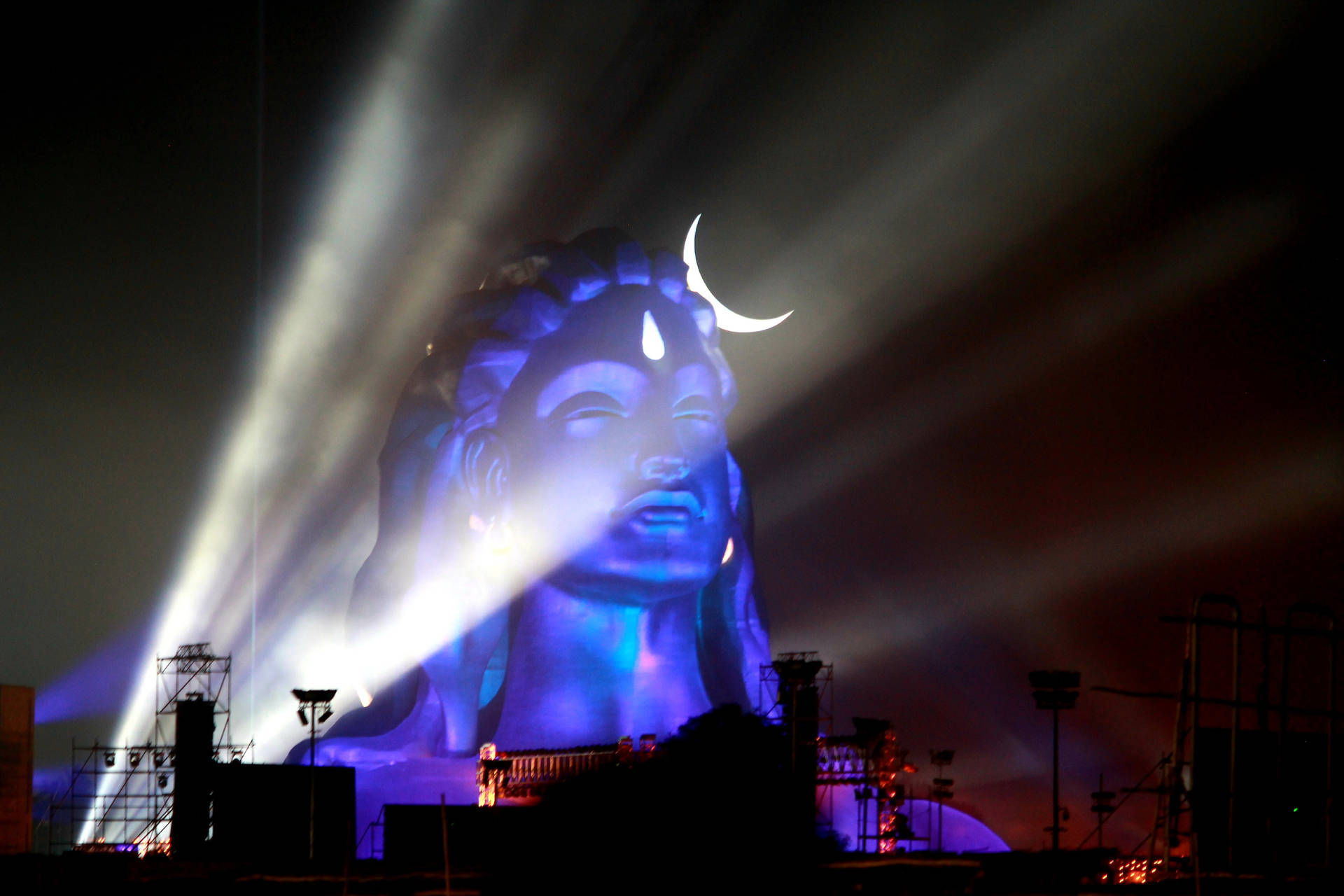 Spotlight On Adiyogi Shiva Statue Background