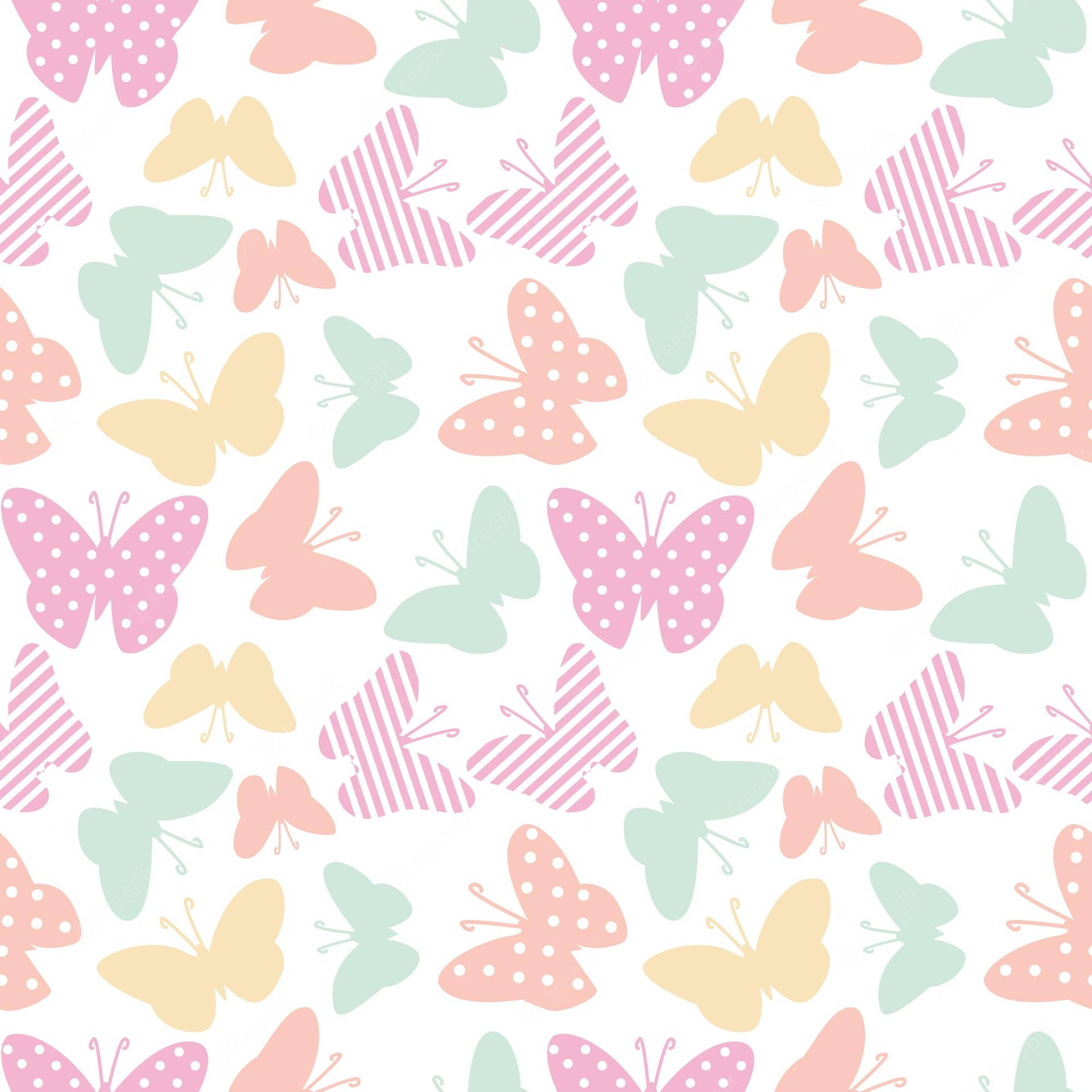 Spotted And Stripe Pastel Butterflies Background