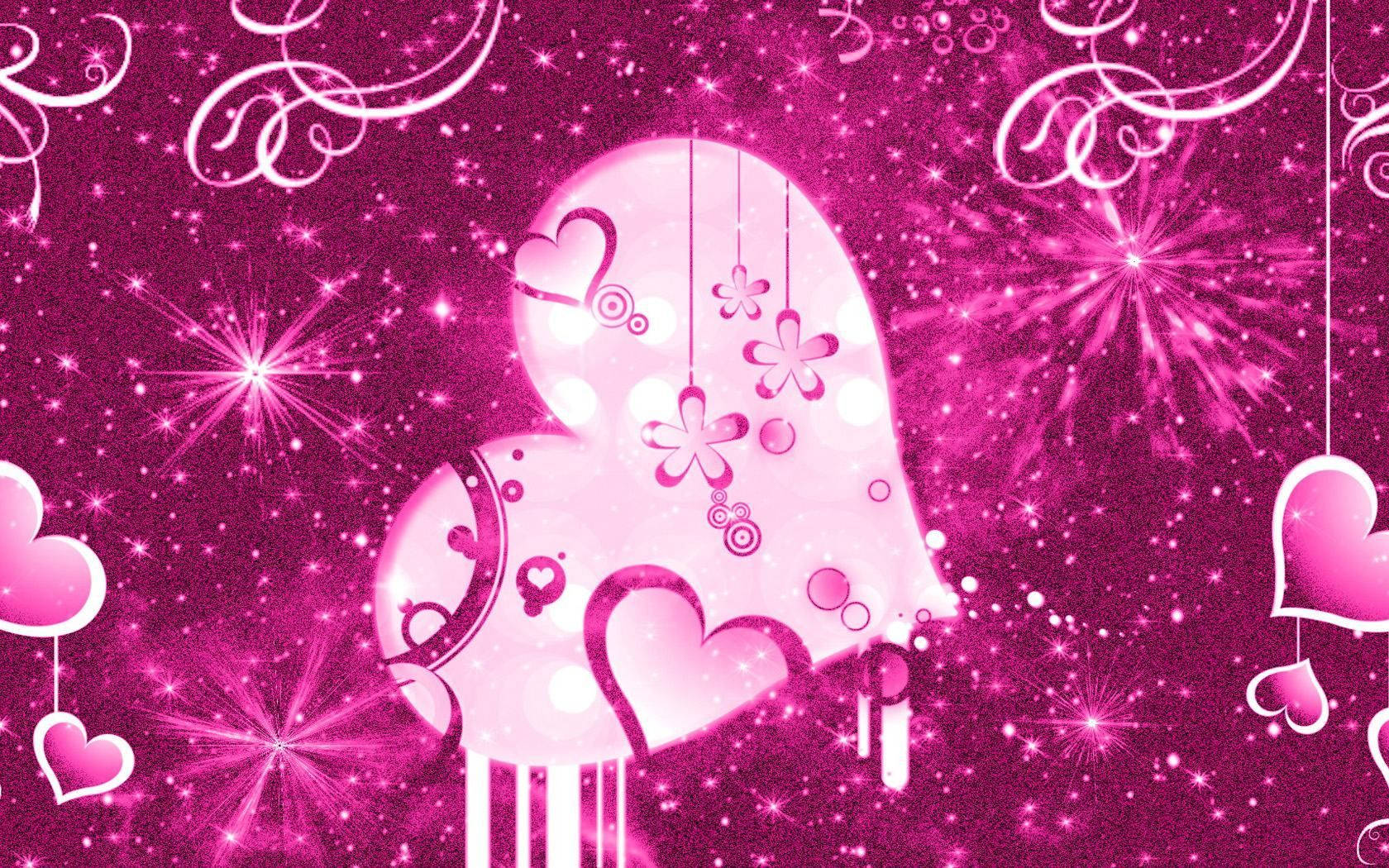 Spread Love With Girly Purple Glitter Hearts Background