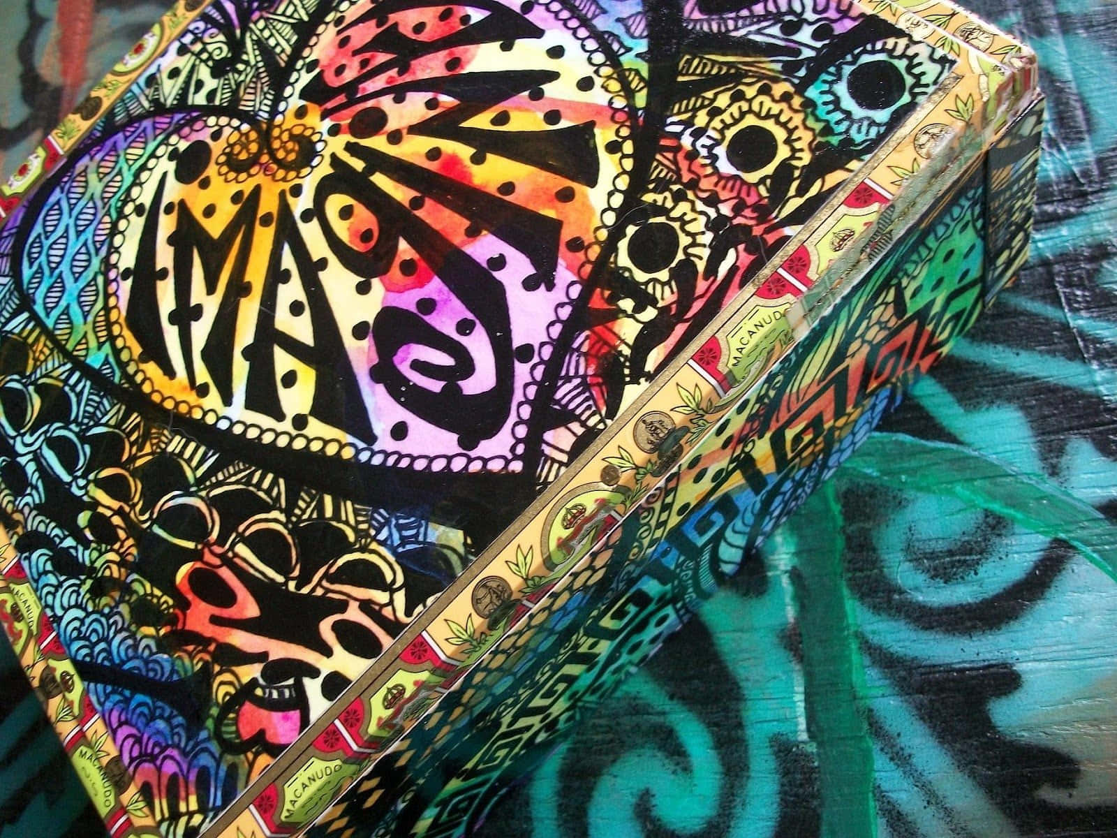 Spread Peace, Love, And Happiness With Trippy Hippie Background
