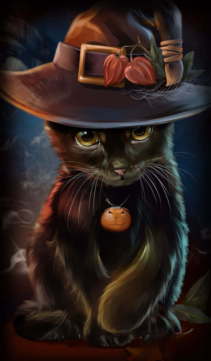 Spread Some Halloween Cheer With This Friendly Cat Background