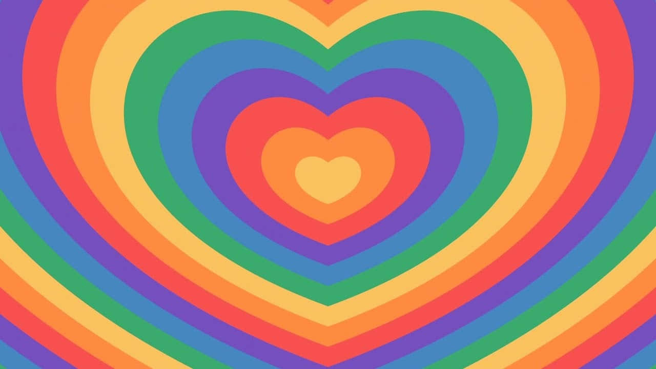 Spread Some Love With A Beautiful Rainbow Heart Background