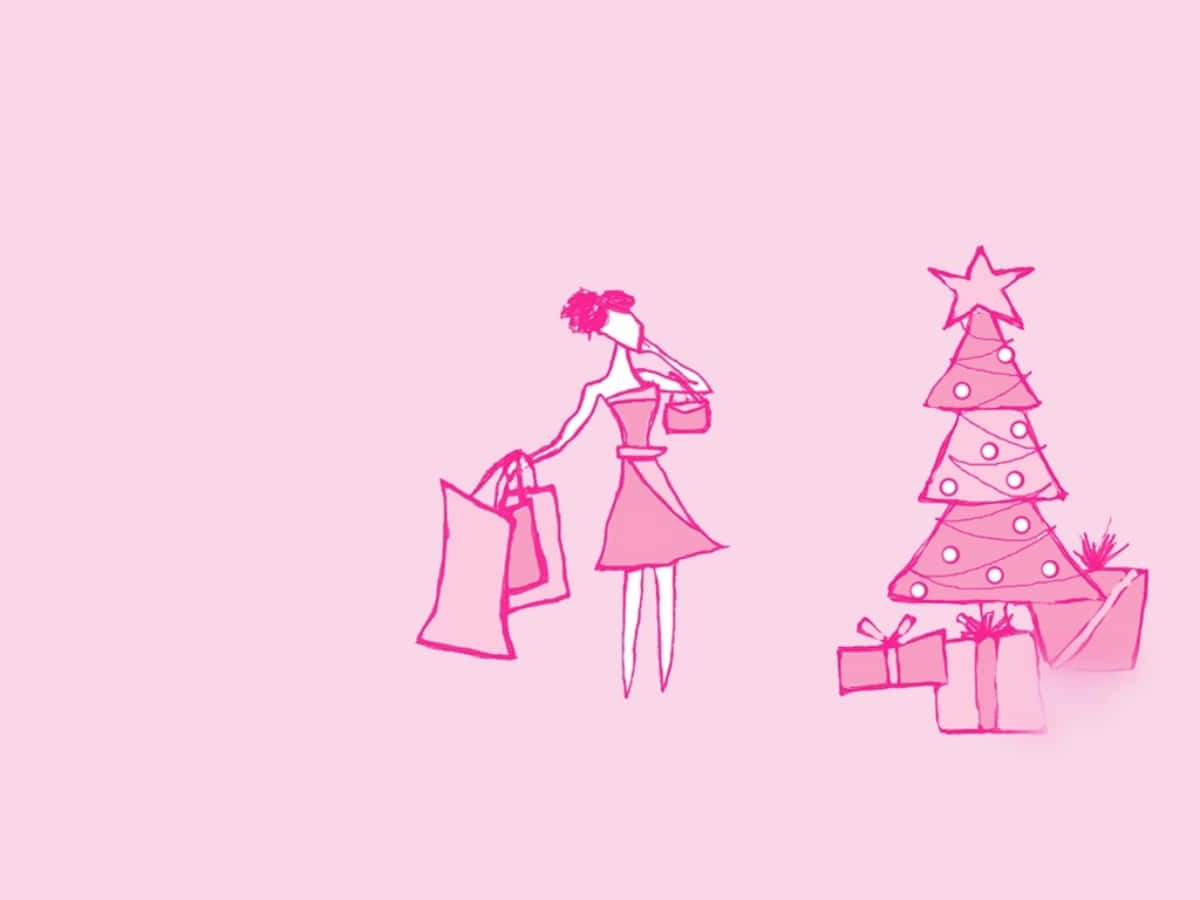 Spread The Cheer This Holiday Season With This Adorable Cute Pink Christmas Display! Background