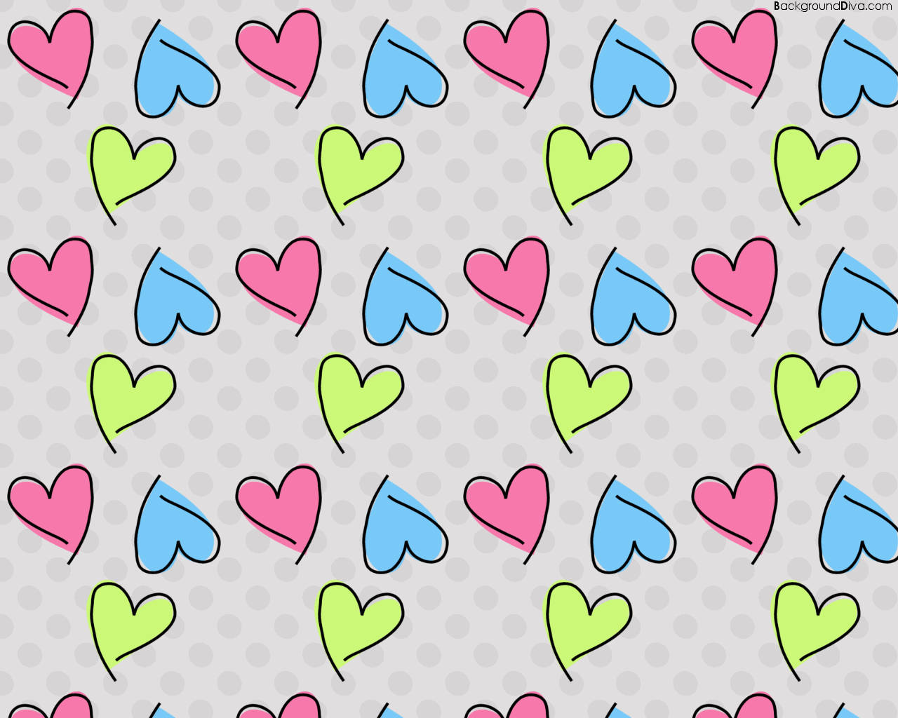 Spreading The Love With Girly Heart Scribbles Background