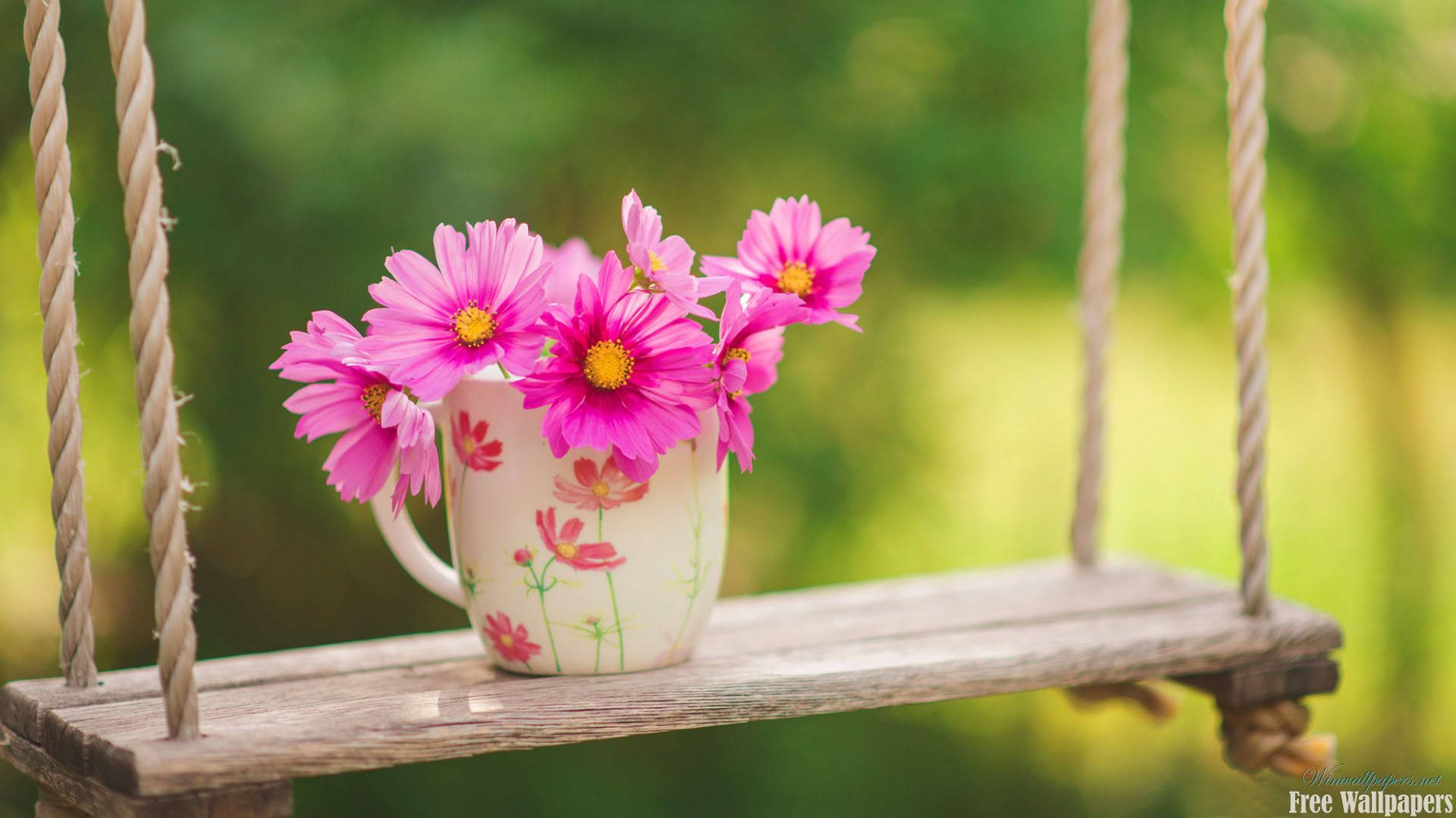 Spring Flowers In A Mug Background
