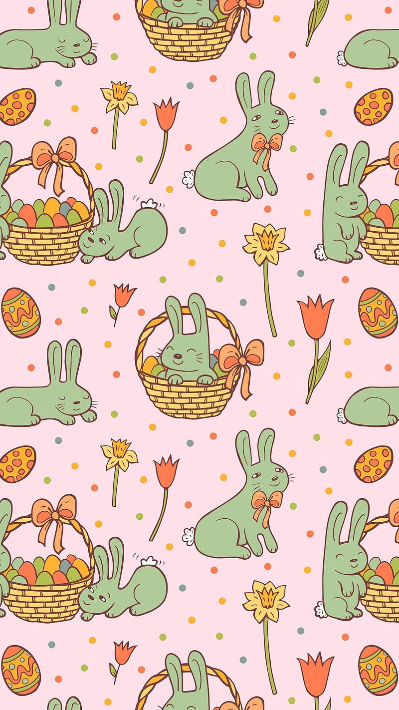 Spring Iphone Green Easter Bunnies Background