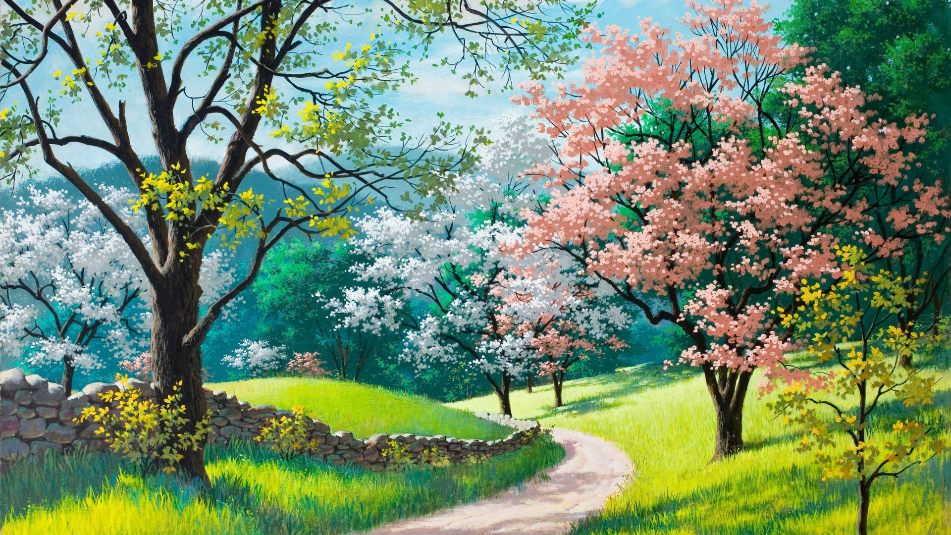 Spring Park Paint Art Background