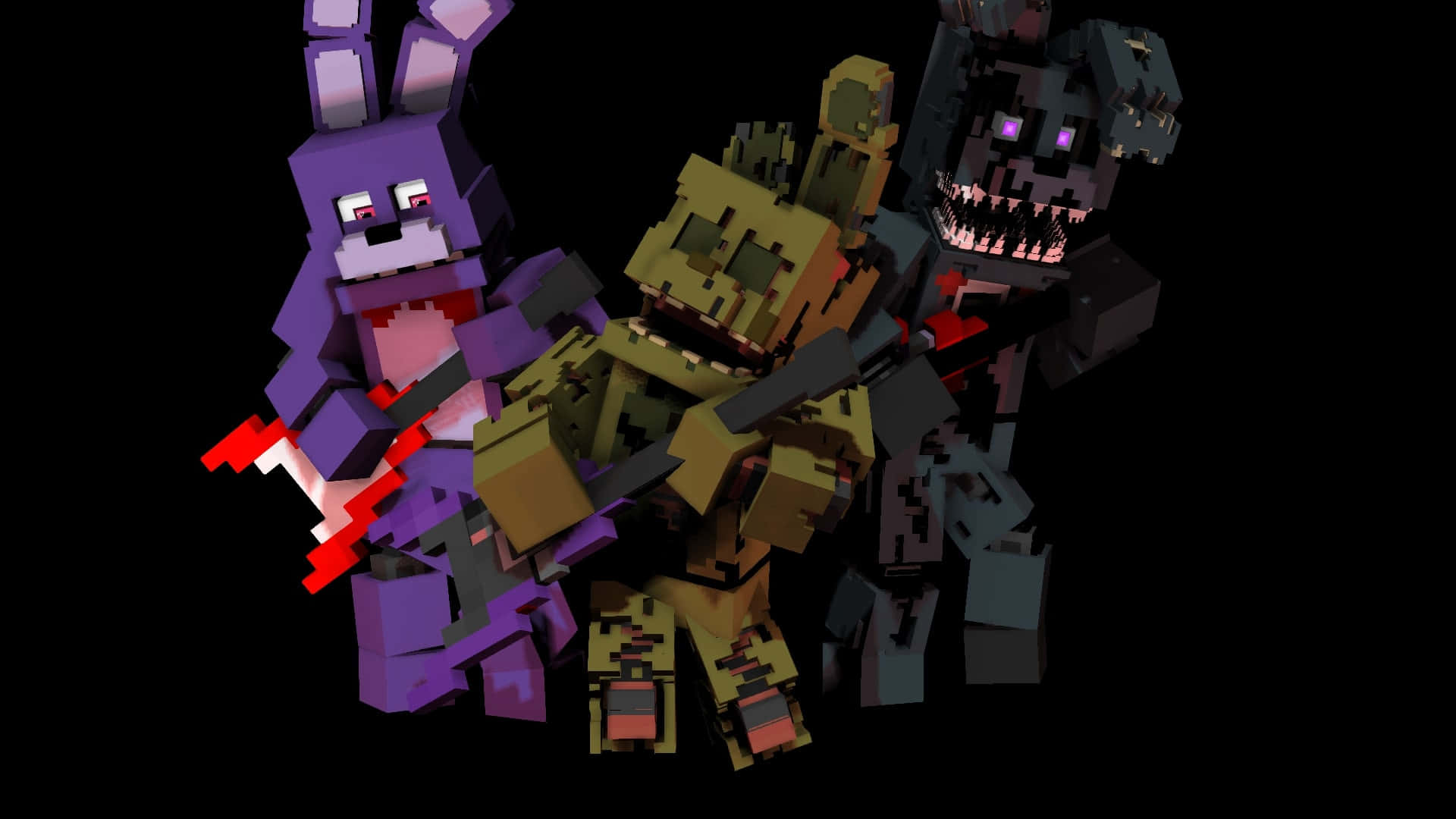 Springtrap, The Iconic Animatronic Character From The Five Nights At Freddy's Game Series, Menacingly Stands In The Shadows. Background