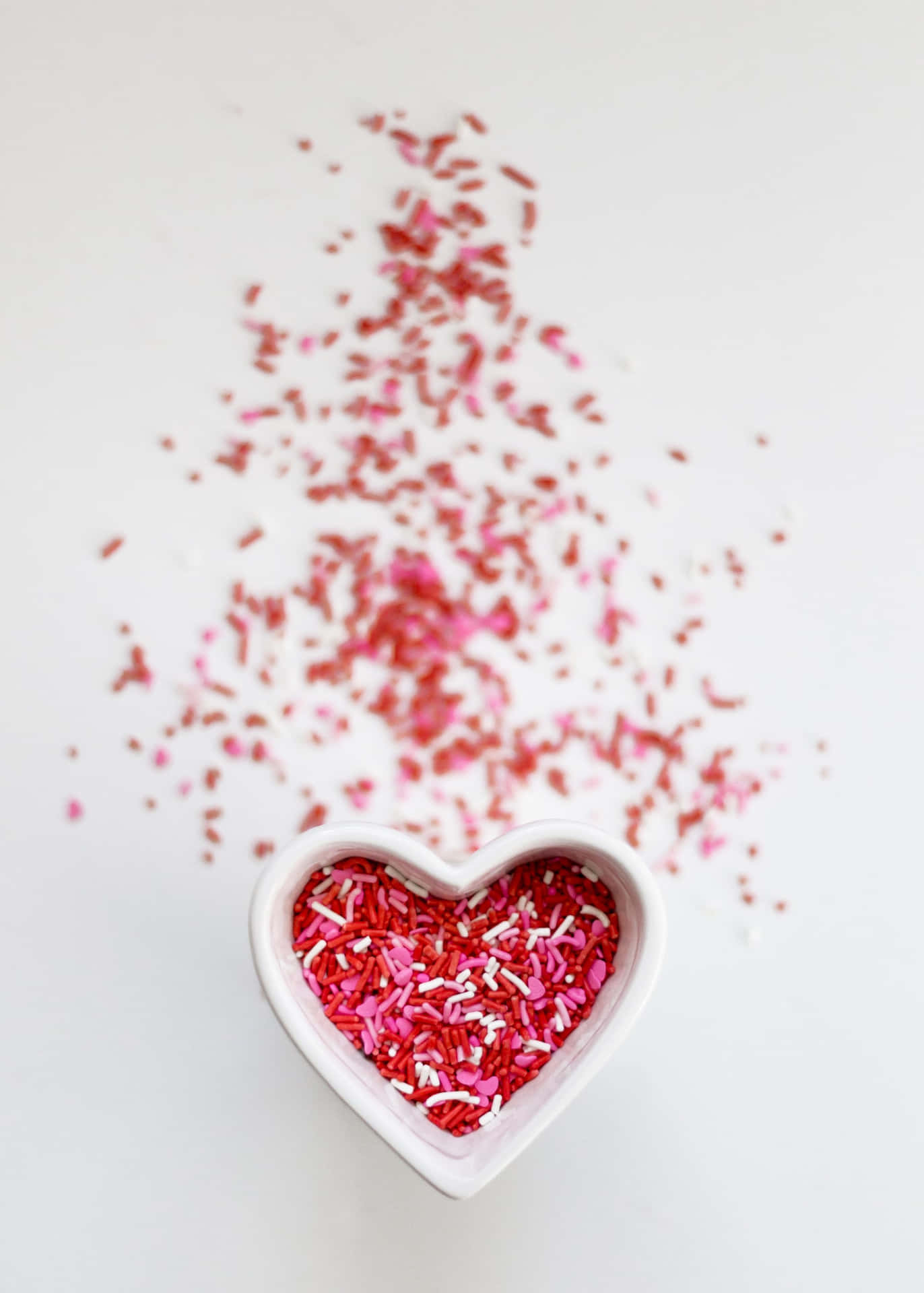 Sprinkles Heart Bowl Aesthetic Valentine's Day Background