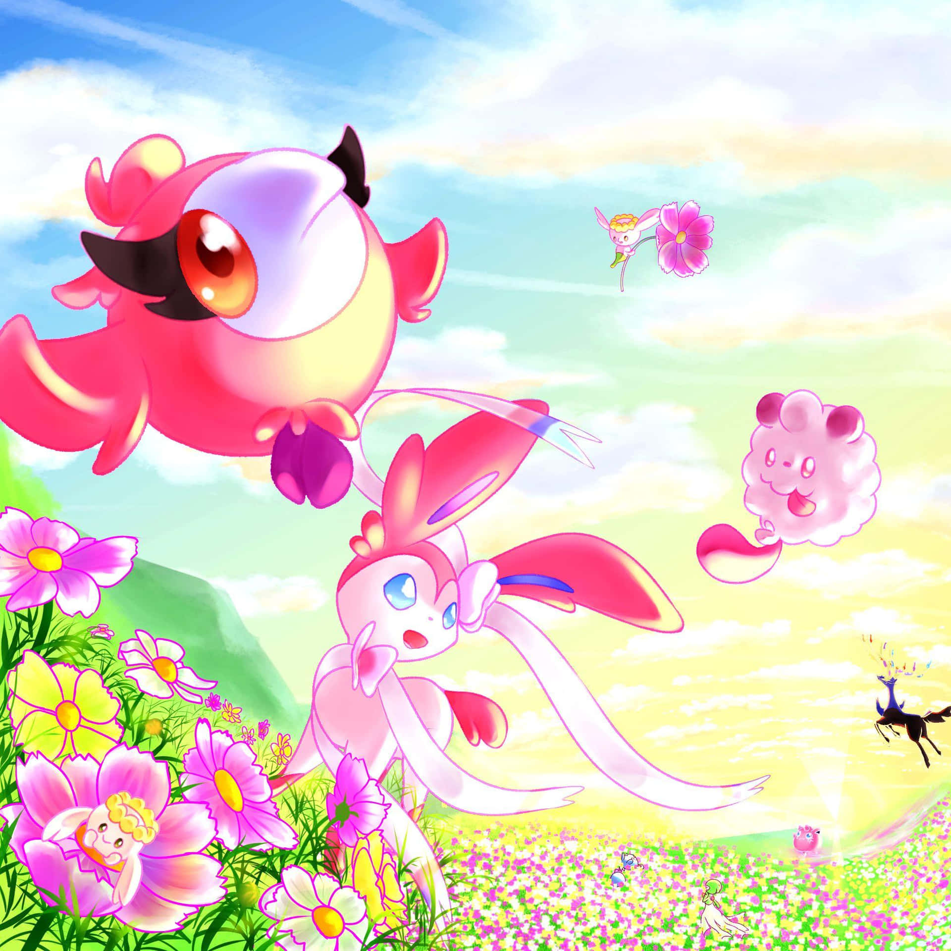 Spritzee In Flower Field Background