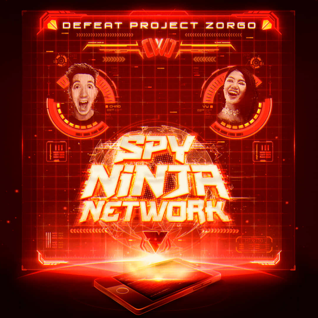 Spy Ninja Network - A Poster With Two People And A Red Light Background