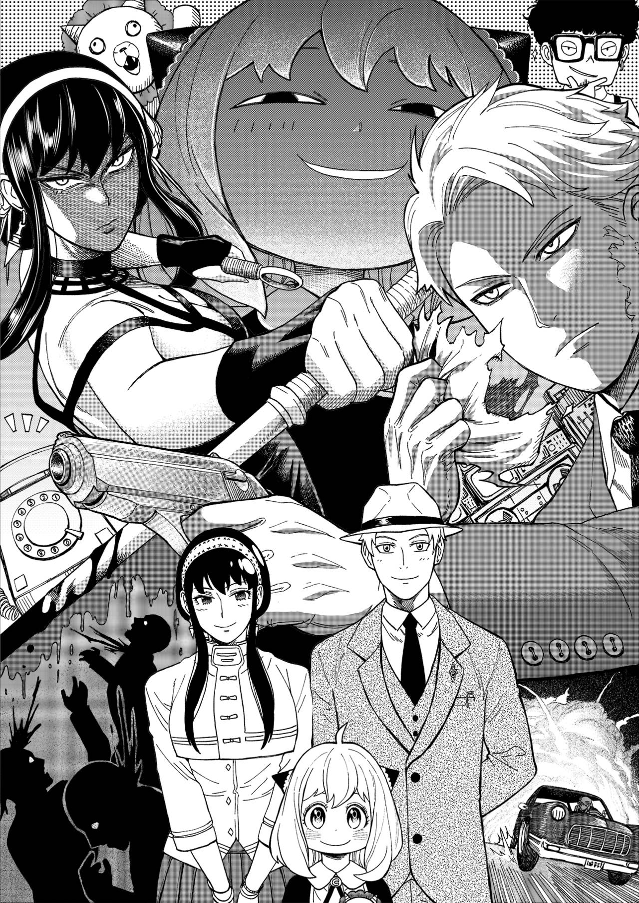 Spy X Family Greyscale Manga Background