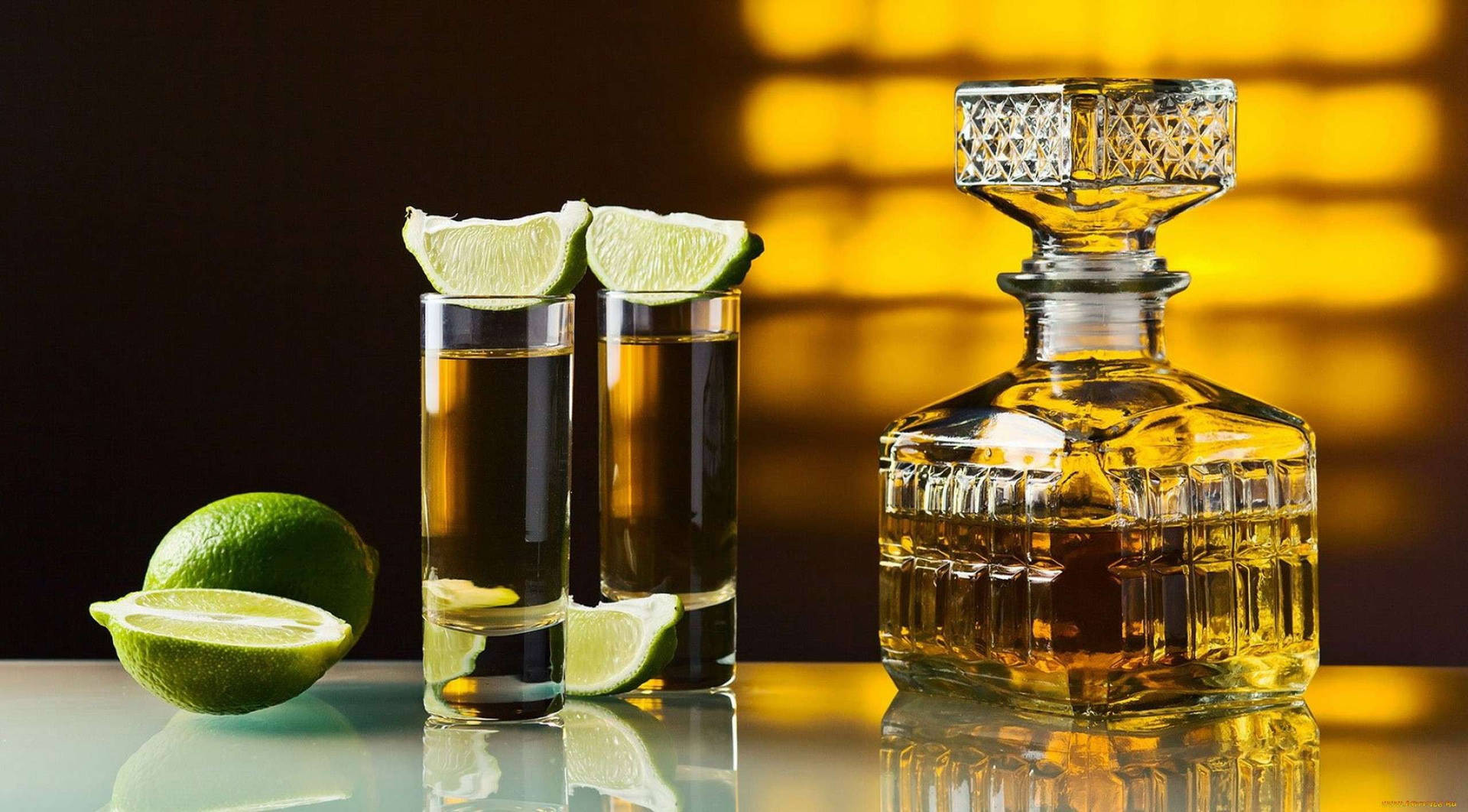 Square Tequila Bottle With Limes