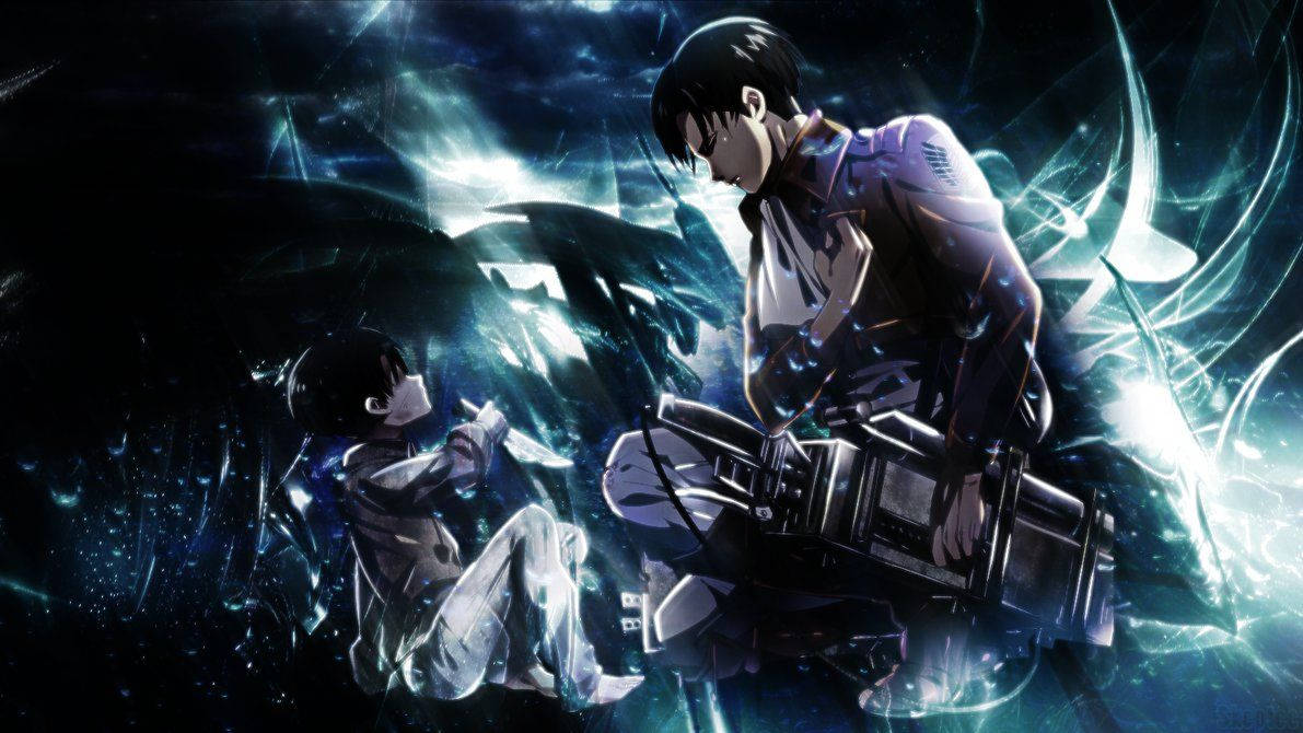 Squatting Levi Ready For Battle In Attack On Titan Background