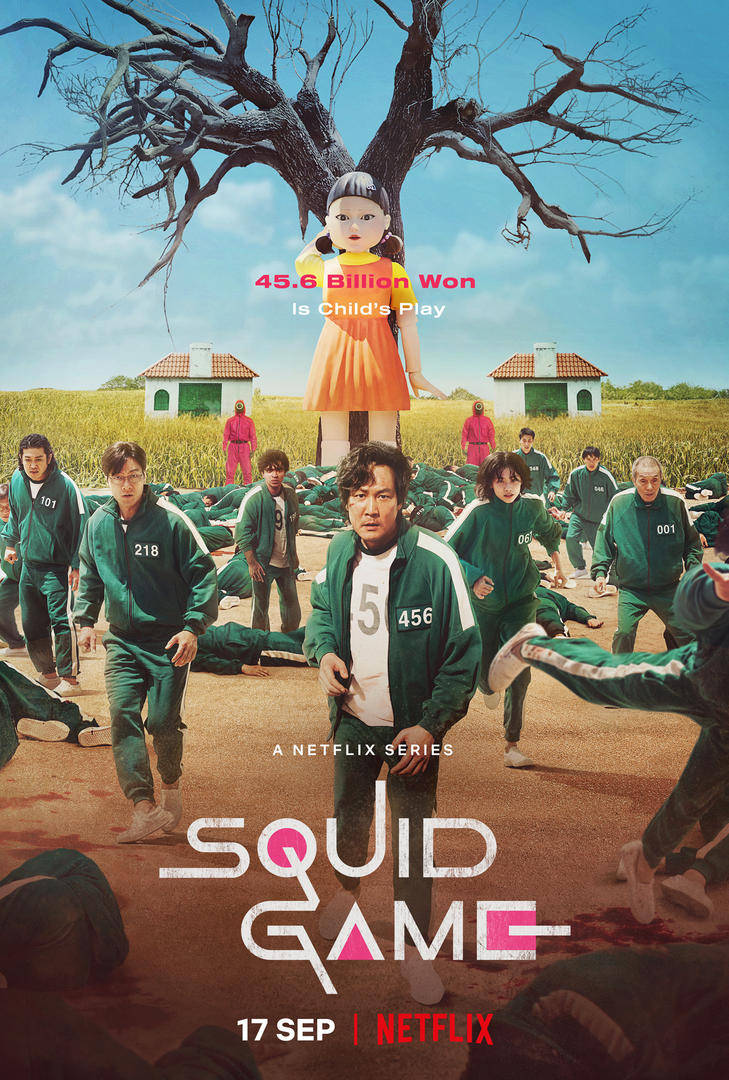 Squid Game Poster With A Group Of Kids In Front Of A Tree