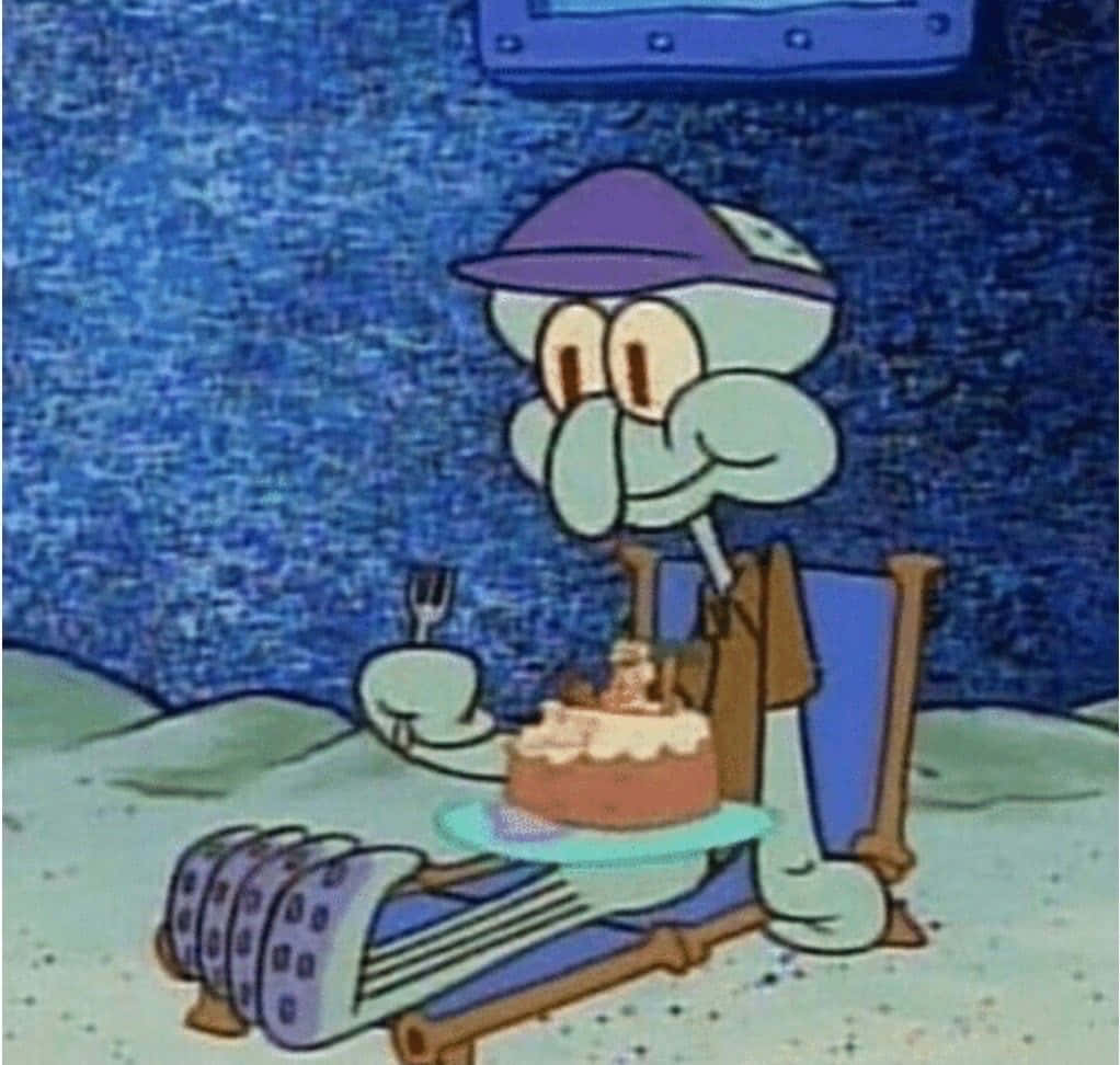 Squidward Eating Cake Weird Pfp Background