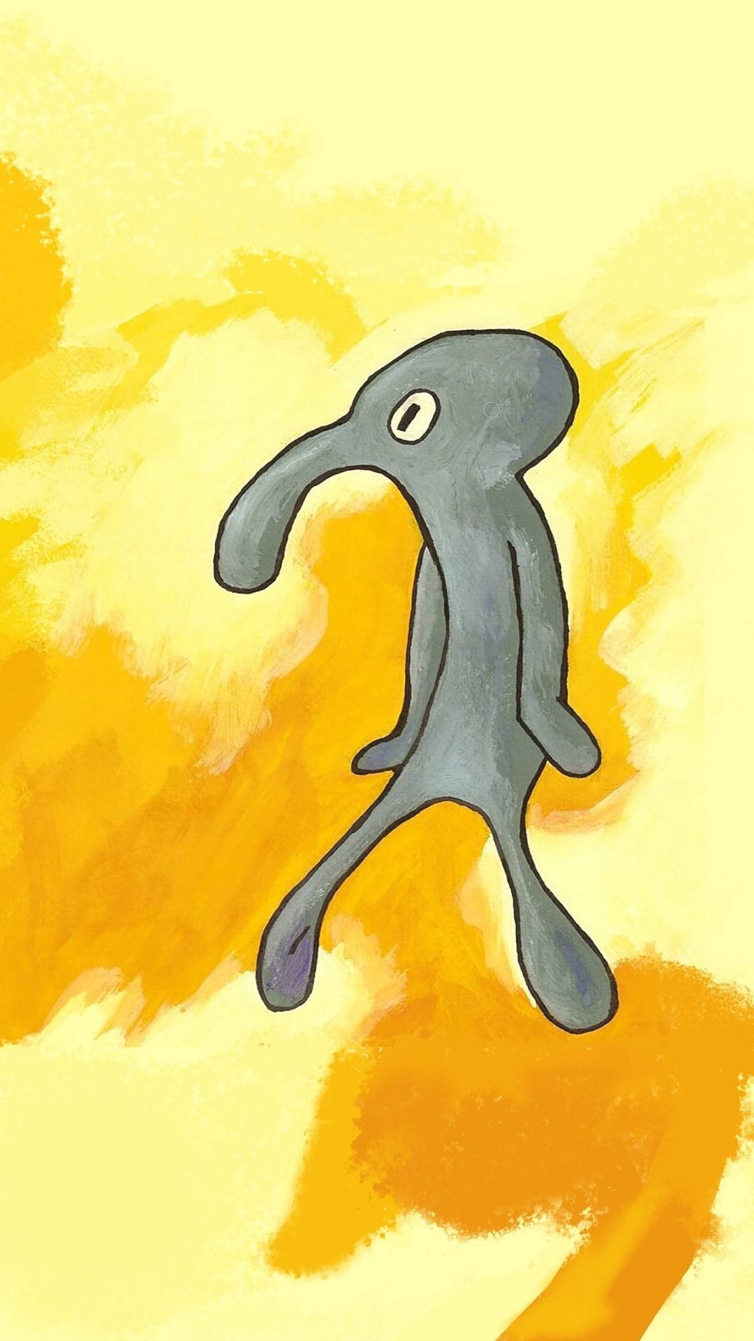 Squidward's Art Plain Yellow Iphone Background