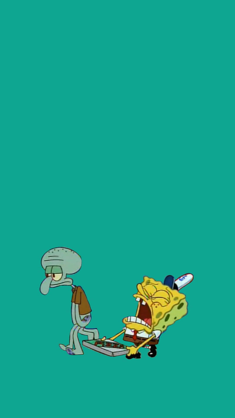 Squidward Tentacles And Spongebob Pizza Background