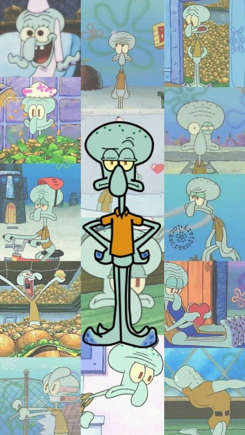 Squidward Tentacles Collage Background