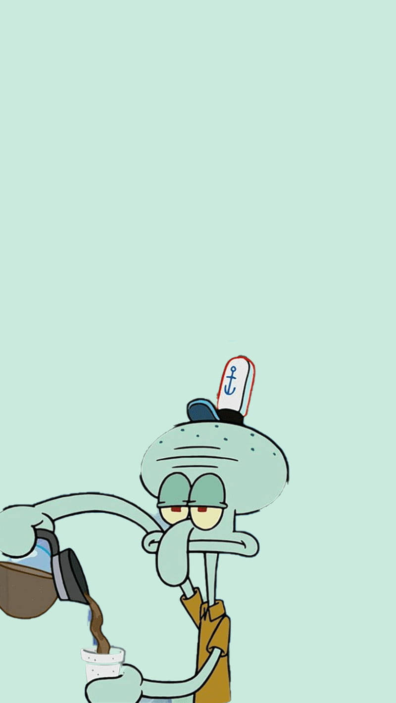 Squidward Tentacles Pouring Coffee Background