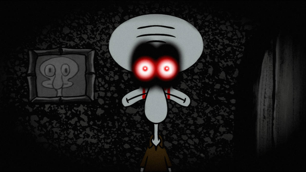 Squidward Tentacles Red Eyes Background