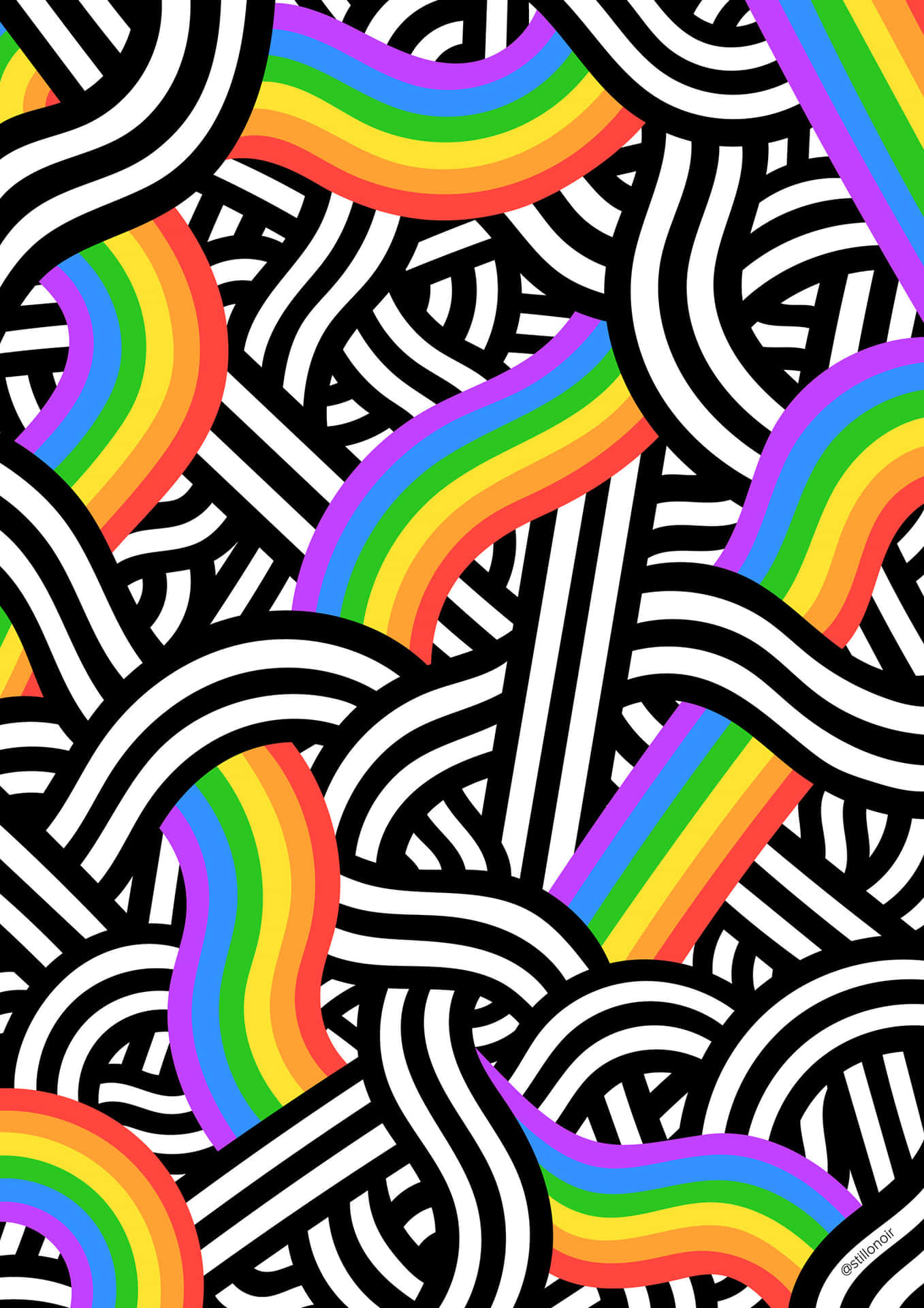 Squiggly Lines Aesthetic Lgbt Rainbow Background