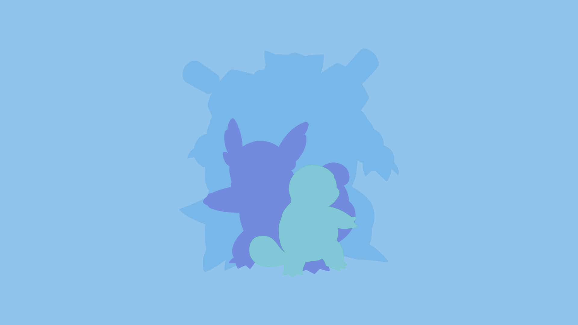 Squirtle, Wartortle, And Blastoise Silhouettes Background