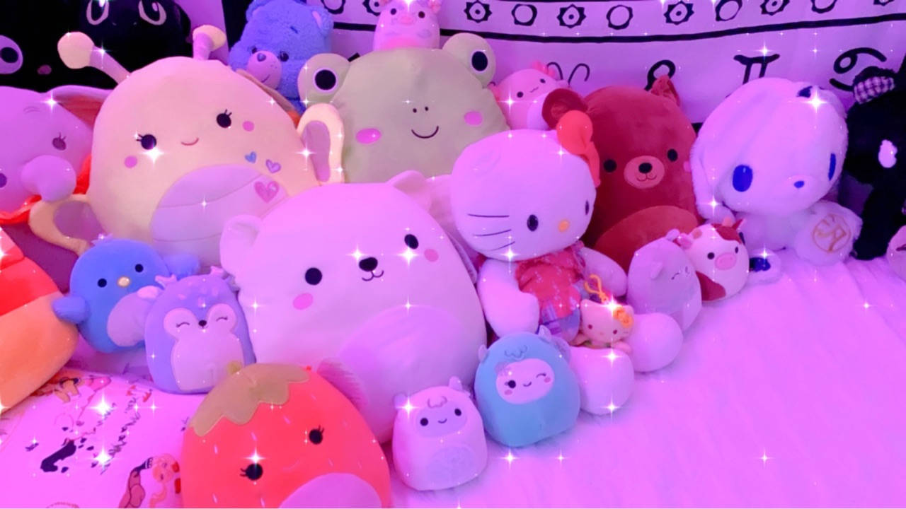 Squishmallows Collection Pink Aesthetic Background