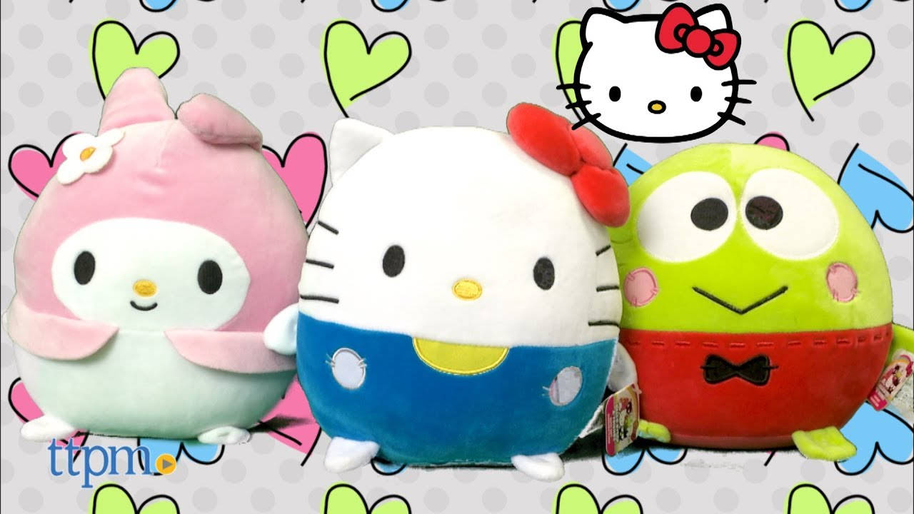 Squishmallows In Heart Pattern Background