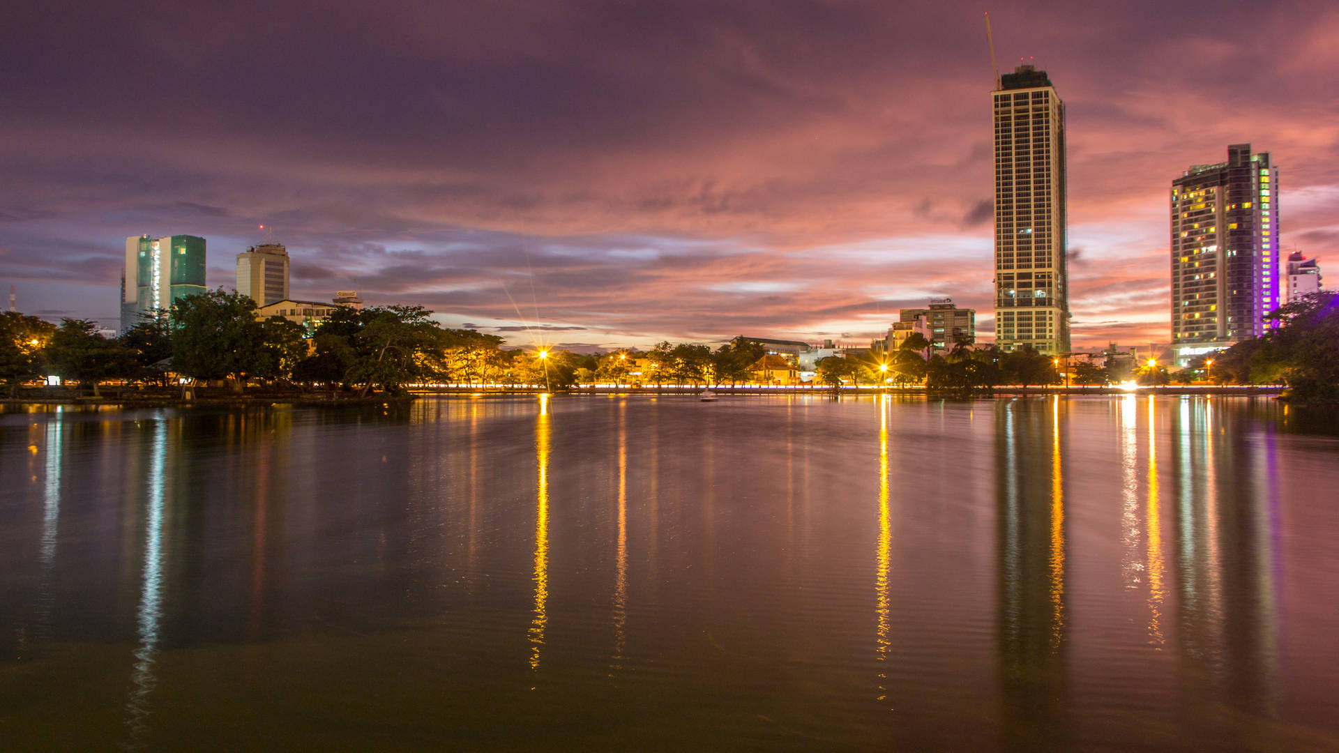 Sri Lanka Beira Lake Sunset Background