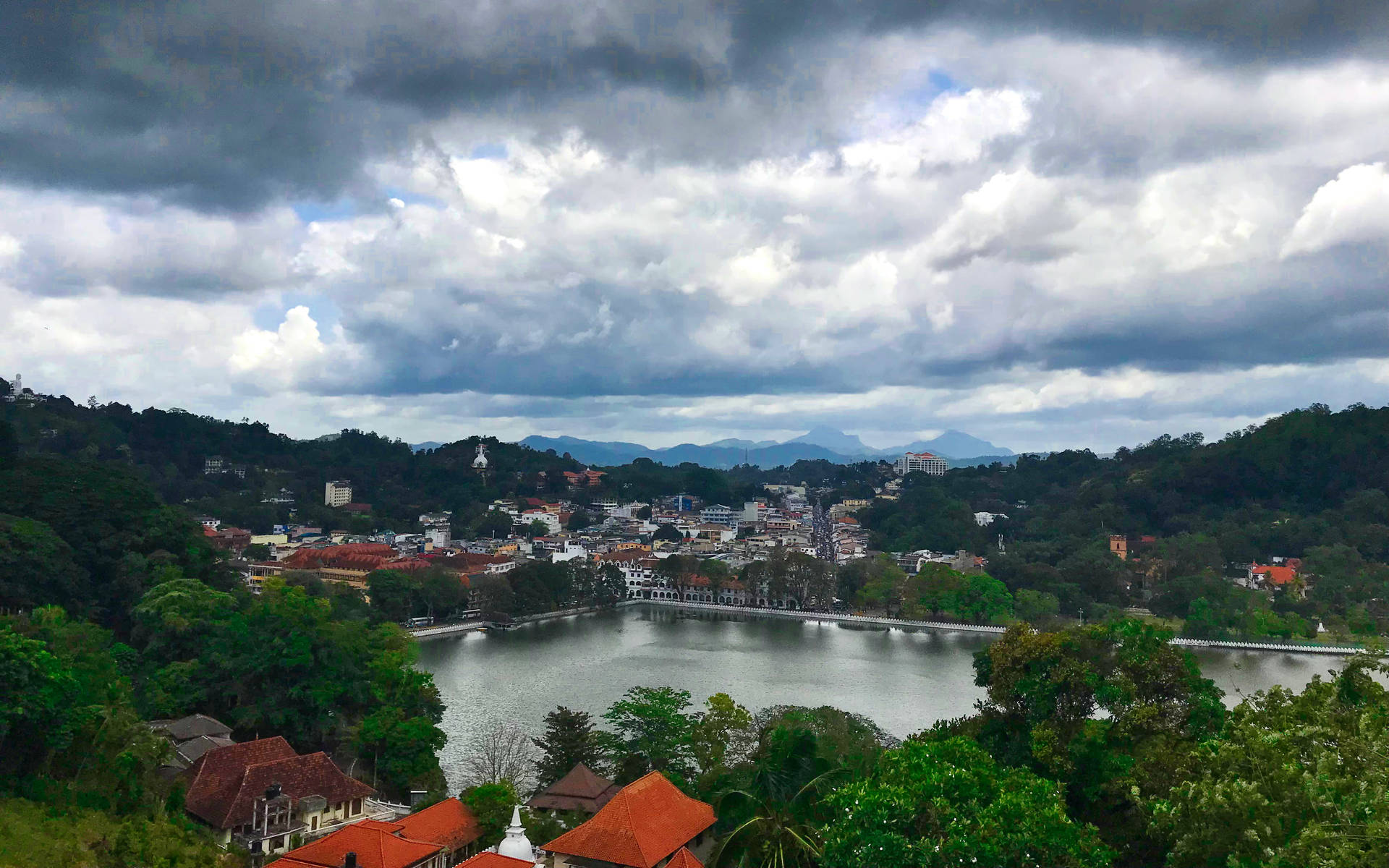 Sri Lanka Kandy Lake Aerial Background