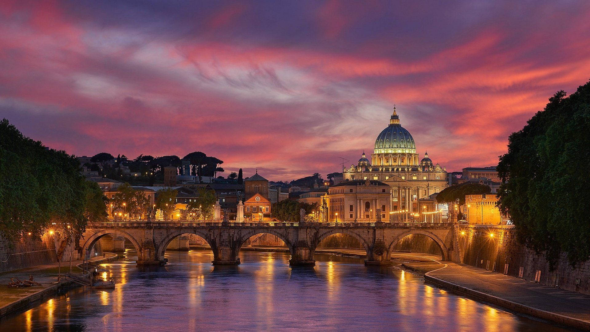 St Angelo Bridge Vatican Europe Background