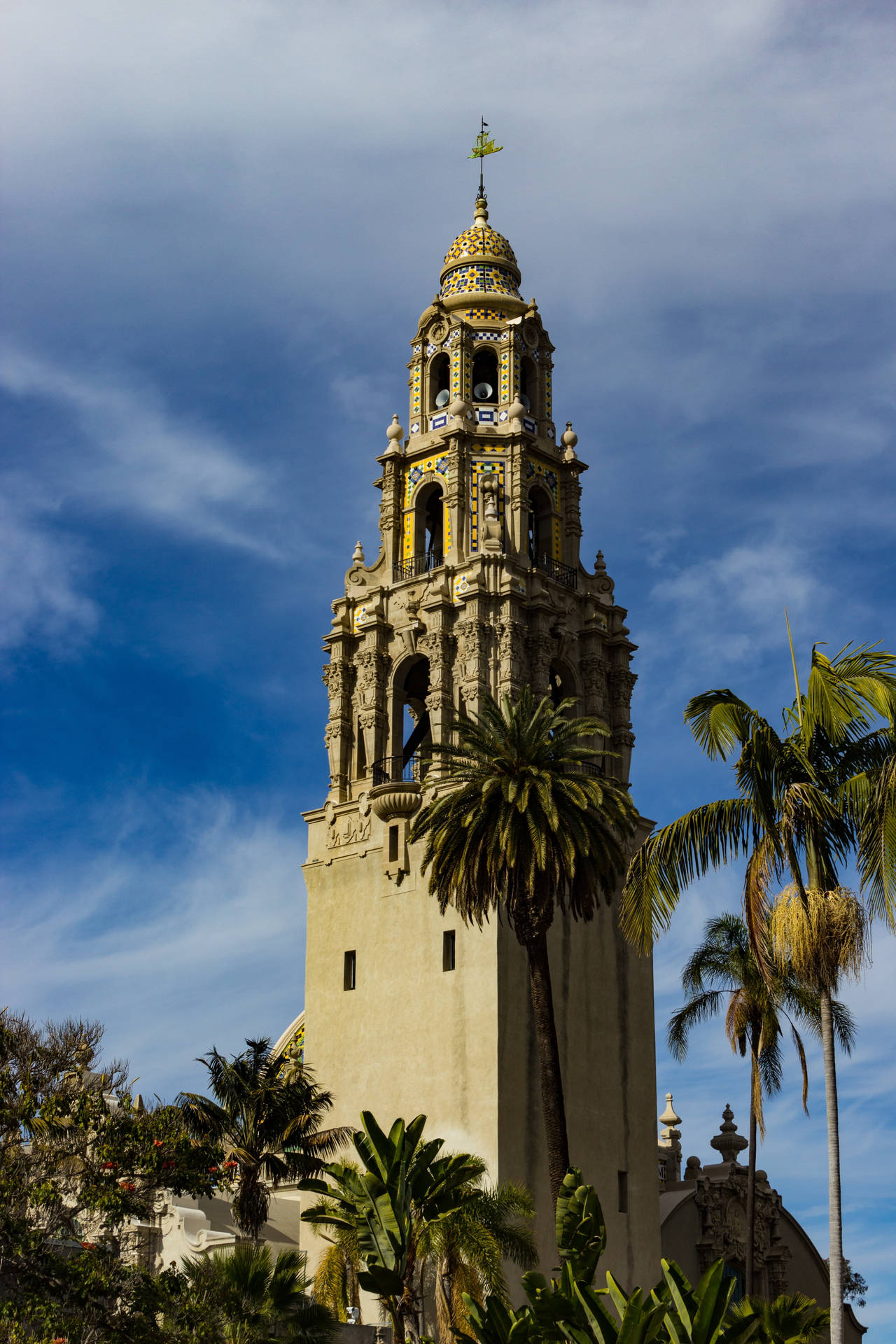 St Francis Chapel Bell Tower Inside Balboa Park Background