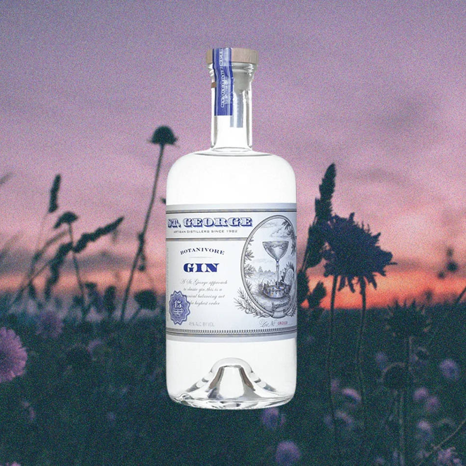 St. George Botanivore Gin Sky And Flowers Background