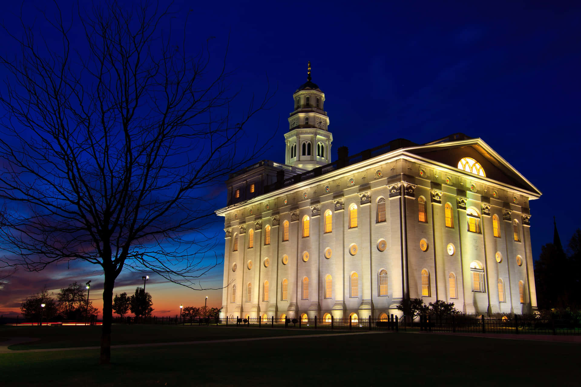 St George Mormon Temple Evening View Background
