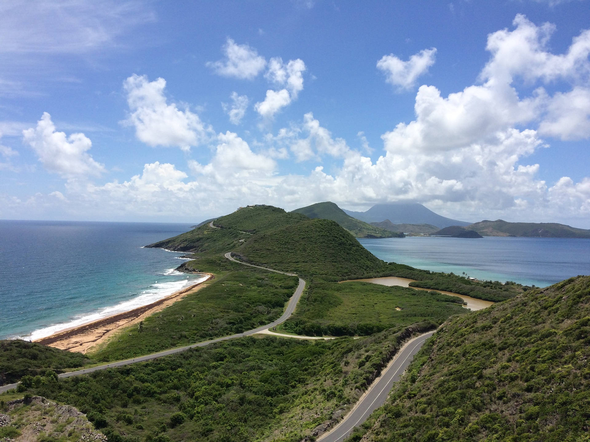 St Kitts And Nevis Island With Roads Background