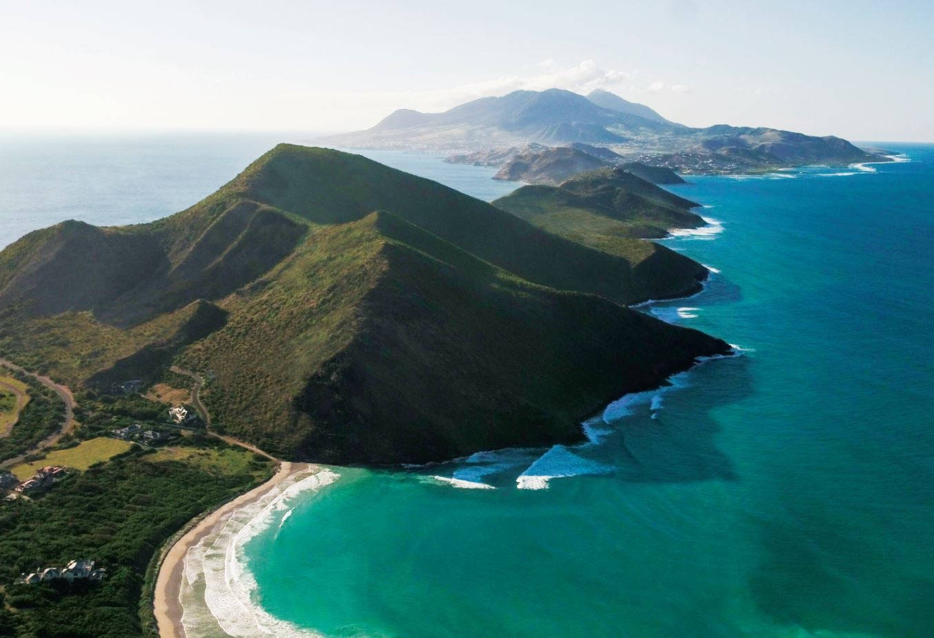 St Kitts And Nevis Mountain And Sea Background