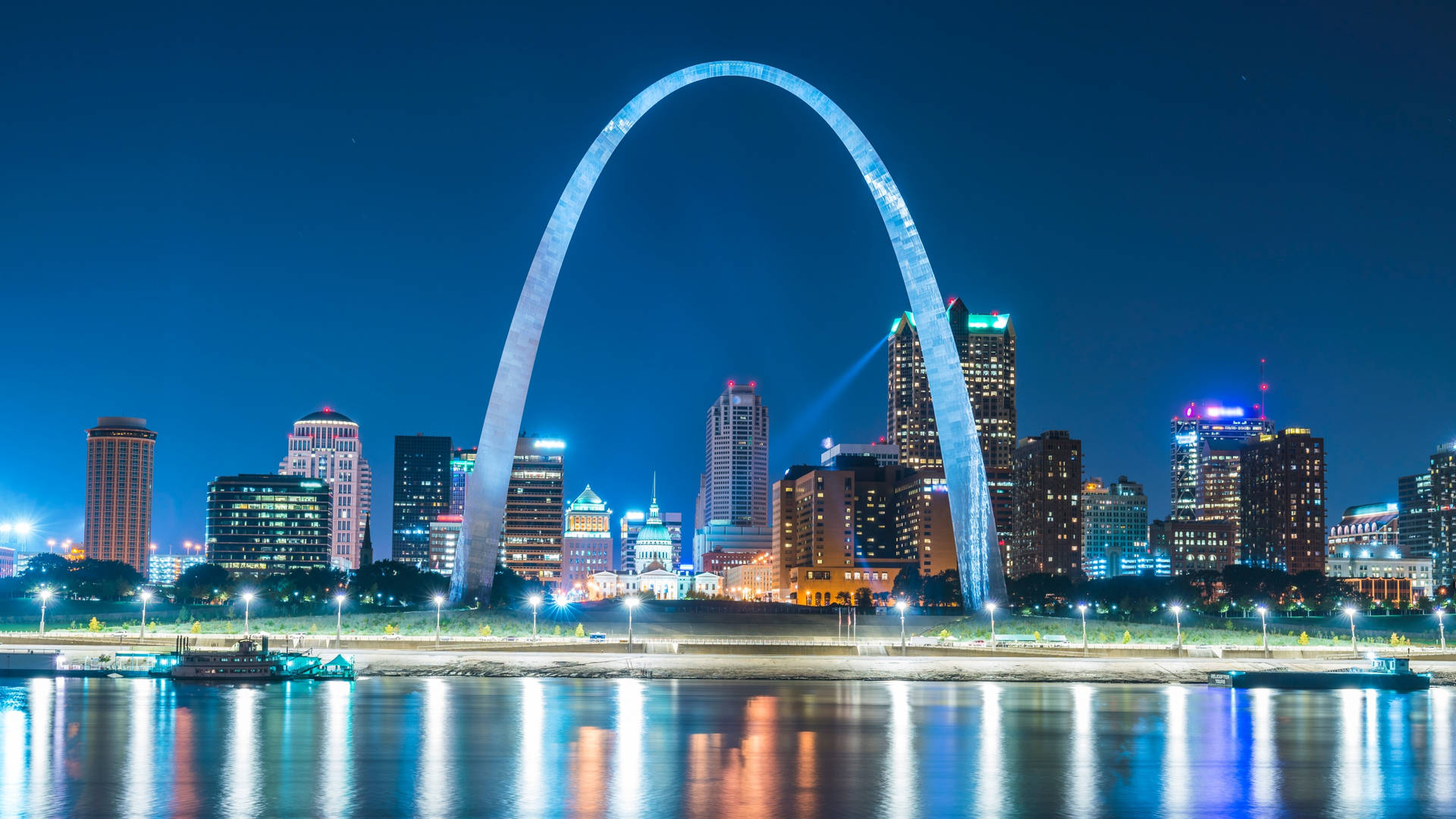 St. Louis Arch Blue Aesthetic Background