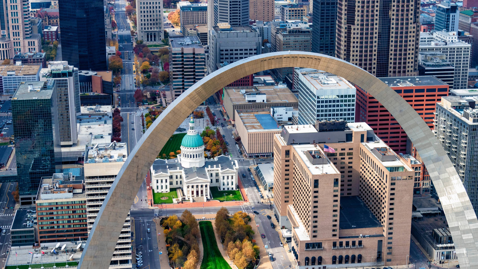 St. Louis Arch Buildings Aerial