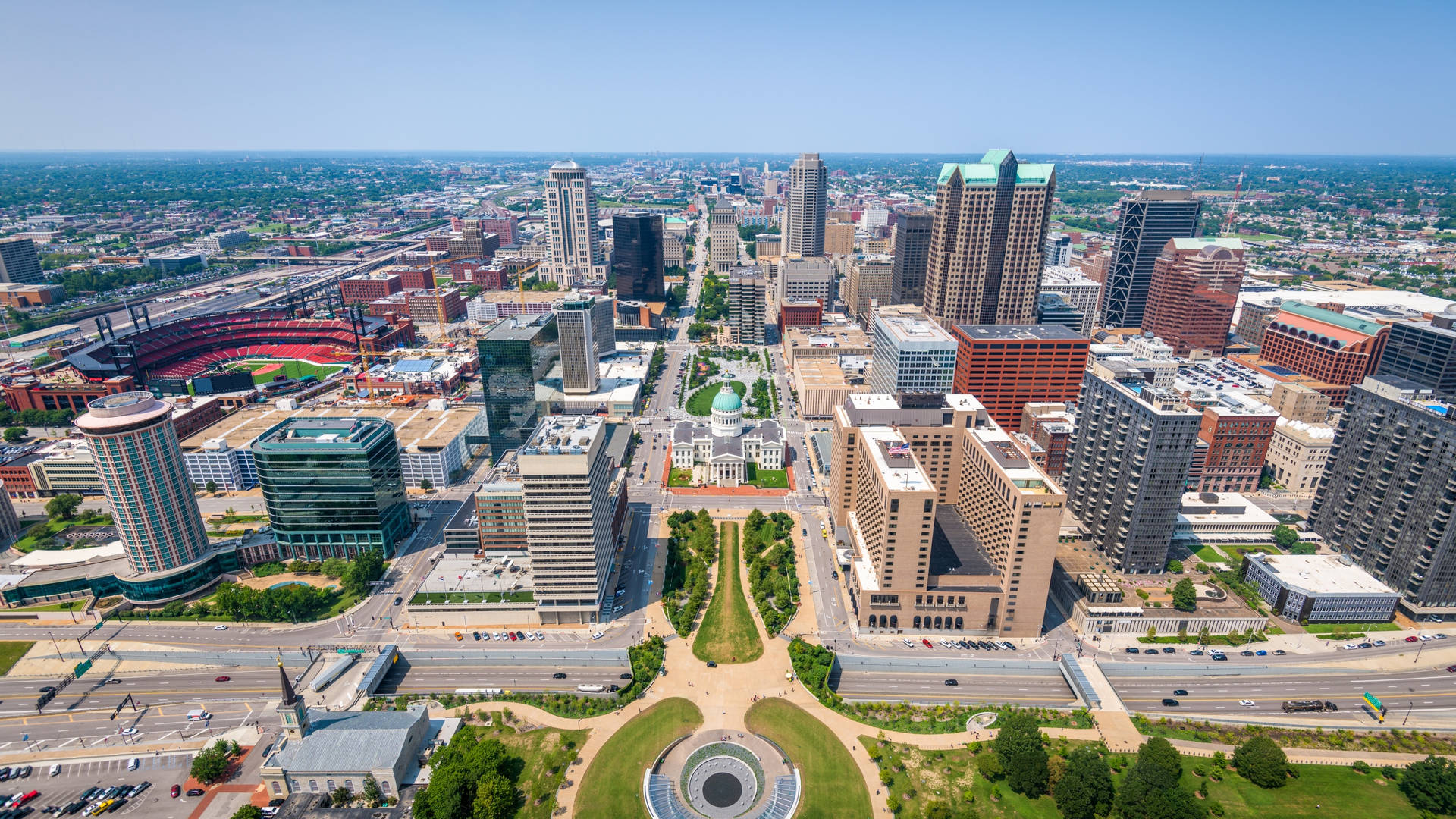 St. Louis Arch Buildings Roads Background