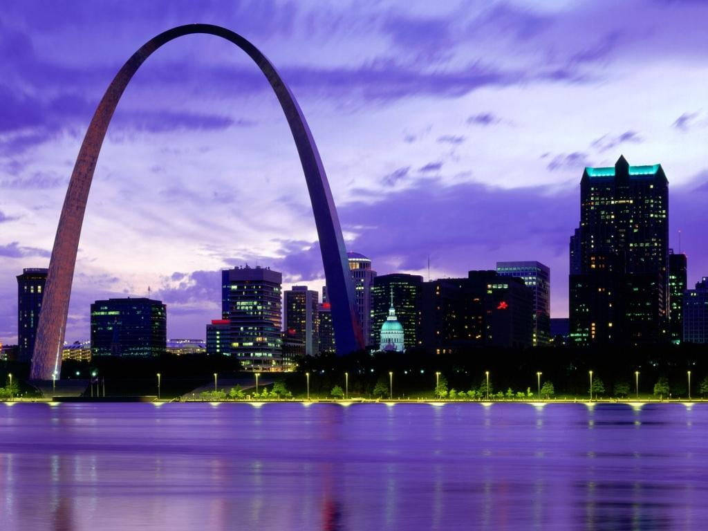 St. Louis Arch Purple Background