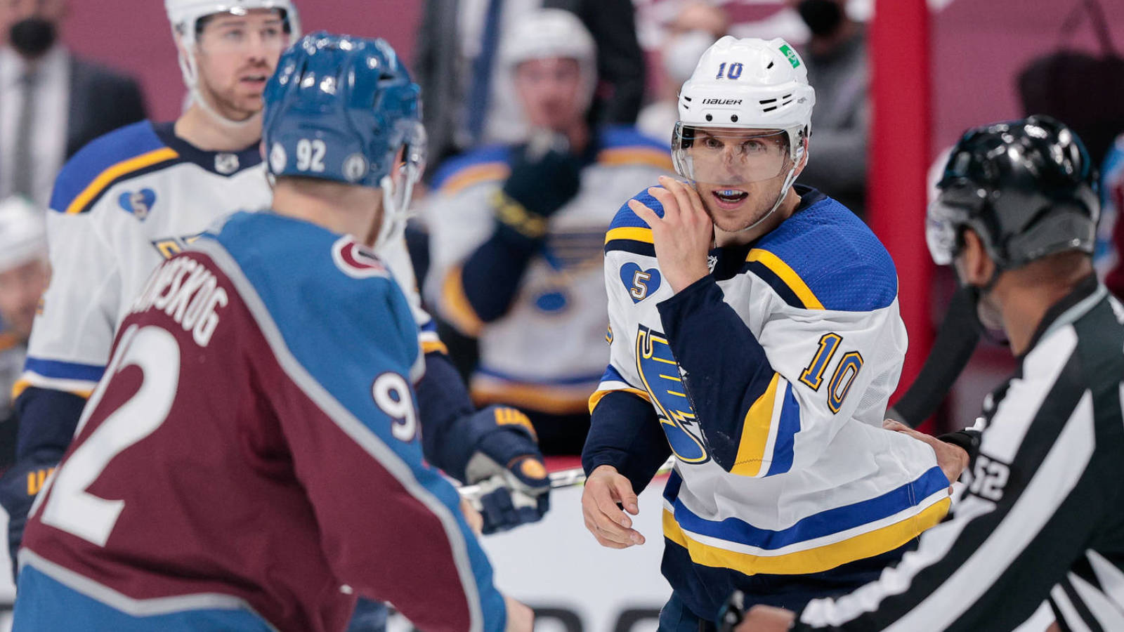 St. Louis Blues' Brayden Schenn In Action Against Colorado Avalanche Background