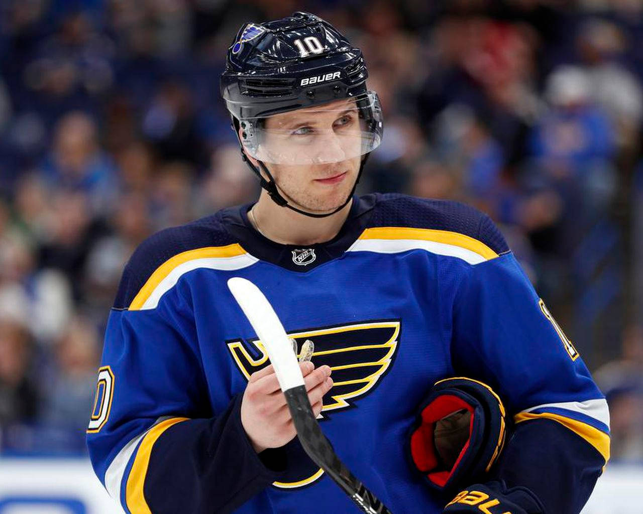 St. Louis Blues Brayden Schenn Portrait Background